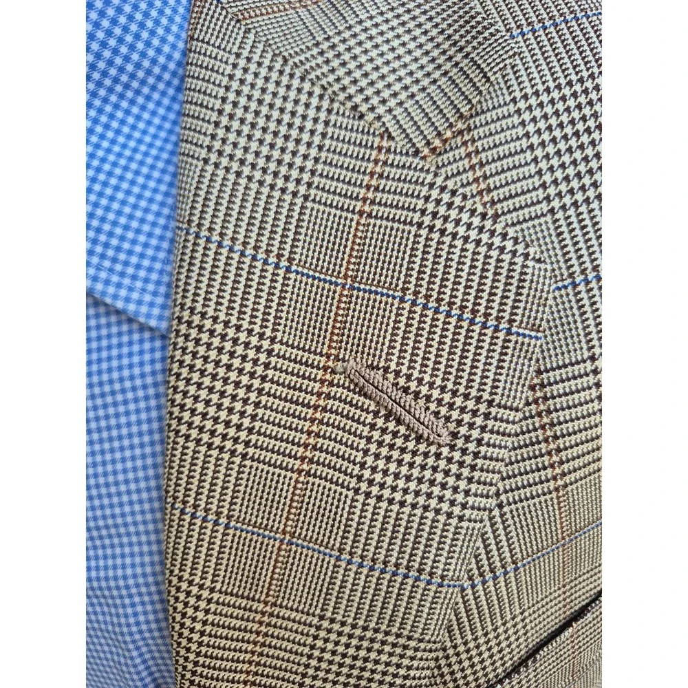 Oxxford Clothes Wilkes Bashford Tan Glen Plaid Crittenden Sport Coat Blazer 40 R